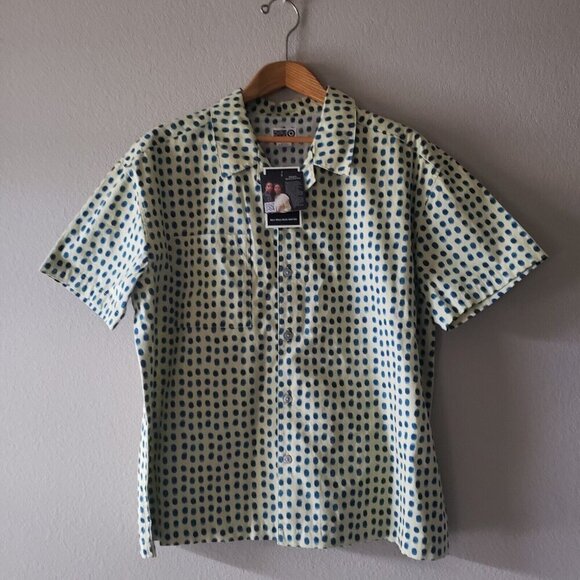 Green Short Sleeve Shirt Button-Down Polka Dots House of Aama x Target - Large - Picture 2 of 16